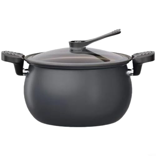 FACAIIO Olla de sopa de titanio con tapa de vidrio, para cocina de inducción y de gas antiadherente de gran capacidad, cocina a presión comidas familiares