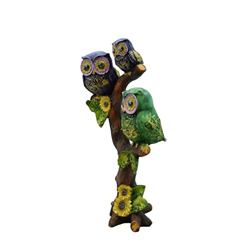 Image of PujaNPujari The Owl Family Showpiece Idol Sitting on Tree for Home and Office Decor