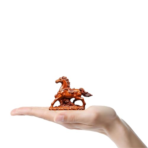 Estatua de caballo de madera Feng Shui pequeña miniatura 5