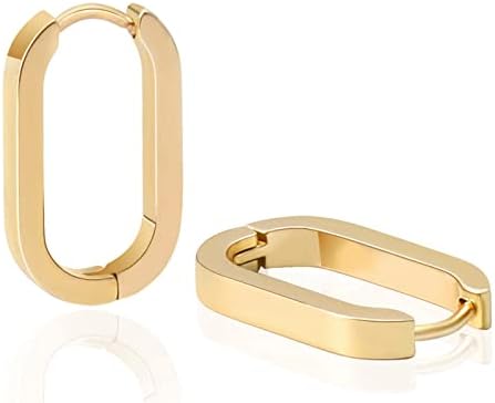 8YEARS 18K Gold Plated Minimalist Hoop Earrings for Women, Geometric Huggies Rectangle Octagon Heart Hoop Earrings, Small Gold Hoop Earrings for Mother’s Day Gifts for Her