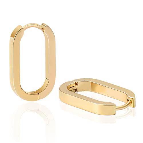 8Years 18K Gold Plated Minimalist Hoop Earrings For Women, Geometric Huggies Rectangle Octagon Heart Hoop Earrings, Small Gold Hoop Earrings For Mother’s Day Gifts For Her #TOP2