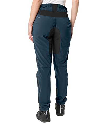 VAUDE Qimsa Softshell Pants II Fahrradhose Damen, Winddichte Softshellhose Damen für Ganzjahres-Biker, Fahrradhose Winter Damen atmungsaktiv & wasserabweisend – in Blau, Größe: 40
