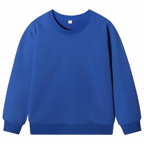 Yufennie Kids Classic Sweatshirts | School Uniform Jumper Pullover, Long Sleeve Top for Boys & Girls Royal Blue
