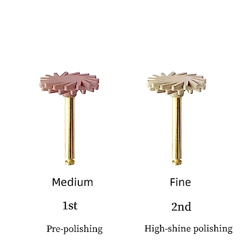 Rwbatt RW-PG1 Dental Composite Resin Polishing Discs Polisher Rubber Wheel Spiral Tooth Polisher Diamond System 2-Step Polishing Ra Disc Kit 14Mm thumb #3