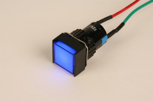 Lámpara LED piloto 17mm cuadrada 12V DC azul miniatura 2