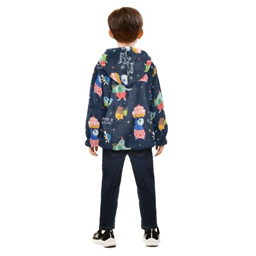 Funny Characters Carry Gifts Girls Fleece Jacket Girls Fall Jacket Girls Zip Up Hoodie Girls Sherpa Jacket 2-10T4