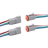 Flytuo Deutsch DT 6 Pin Connector 2 Sets - 6 Way DT Automotive Waterproof Male Female Plug Wiring Harness for Car, Truck, Boats, LED Work Light, 16 AWG. (2 Sets 6 Pin, Grey)