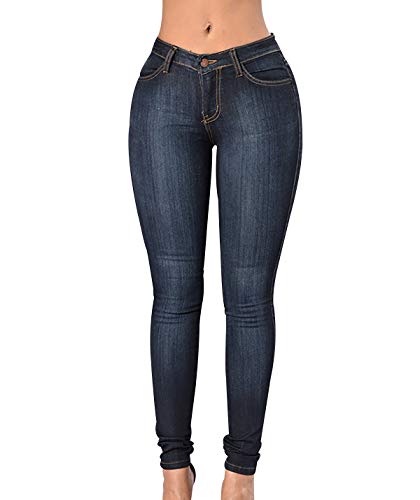 Vaqueros Cintura Alta Mujer - Skinny Jeans Tiro Alto, Tejanos Pantalón Pitillo, Jean Ajustados, Pantalones Denim Fit Talle Alto, Tallas Grandes Elásticos Azul 3XL