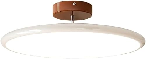 Round Semi Flush Mount Ceiling Light Retro Adjustable Three Color Temperature Eye Protection Indoor Lamp for Bedroom Office Kitchen Living