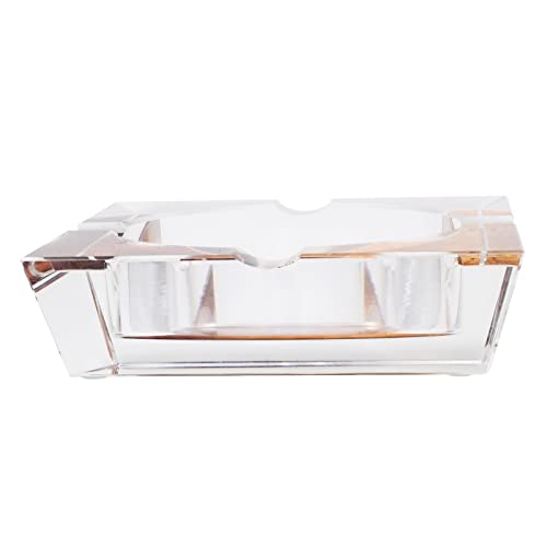 Tobacco Leaf Print Crystal Cigar Ashtray, For 4 Cigars, 3D Leaf Design, Custom Gift Box