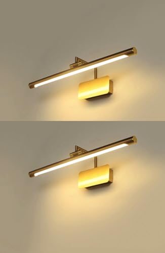 Image of Groeien Pack of 2 | 12 WATT LED 3 Color Golden Body Picture Photo Frame /Mirror Bathroom Wall Light with Adjustable Head(Warm+Natural+Coolwhite) (50CM)