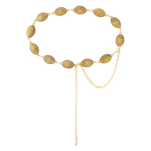 Western Sliver Chain Belt for Women - Concho Link Chain Western Cowgirl Belts for Jeans Dresses