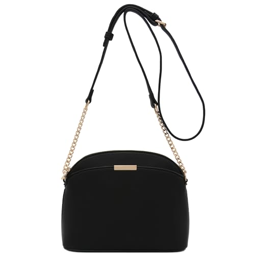 FashionPuzzle Faux Leather Small Dome Crossbody Bag with Chain Strap2