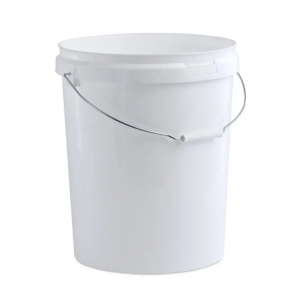INVOPAK - Cubo redondo de plástico blanco con mango de metal y empuñadura de rodillo (26 L)