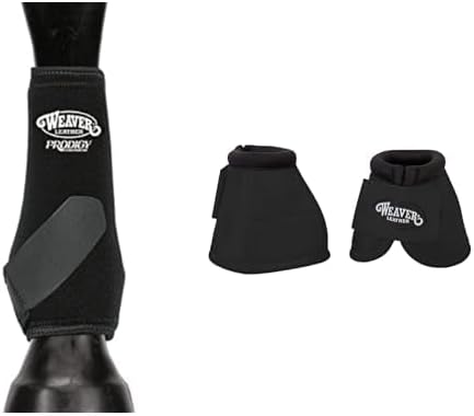 Weaver Leather Prodigy Original Athletic Boots and NoTurn Bell Boots, Black, Large, Front Set