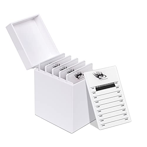Buqikma Eyelash Storage Organizers, Professional 5 Layers Acrylic Eyelash Extension Display Box with Dust Cover False Eyelashes Glue Pallet Holder and Eyelash Extension Tool Supplies (5 Layers, White)