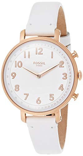 Fossil Women's Stainless Steel Hybrid Watch with Leather Strap, White, 14 (Model: FTW5045)