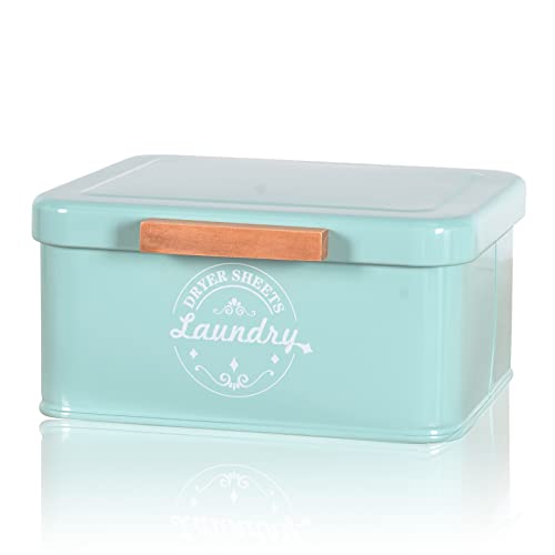 Dryer Sheet Holder Dispenser Container with Hinged Lid Metal Modern Laundry Dryer Sheet Dispenser for Laundry Room Decor Fabric Softener Dispenser Green