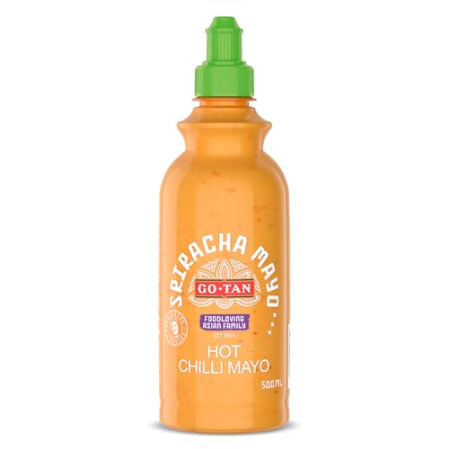 Go-Tan - Salsa Sriracha Mayo, Salsa Cremosa, Aderezo, Sabor ligeramente Picante, 500ml