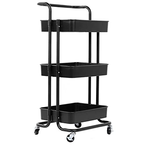 Anti-corrosie ABS stalen buis multifunctionele opbergtrolley keuken organisator voor badkamer(zwart) - Image 7