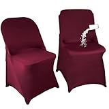 Maiangel 40PCS Stretch Spandex Folding Waterproof Chair Covers,Universal Fitted Chair Cover Protector for Wedding Party Banquet Holidays Celebration Decoration(Burgundy)