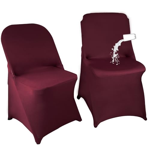 Maiangel 40PCS Stretch Spandex Folding Waterproof Chair Covers,Universal Fitted Chair Cover Protector for Wedding Party Banquet Holidays Celebration Decoration(Burgundy)