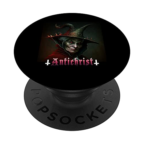 Antichrist, satan, evil nun, satanist, gothic, devil PopSockets Swappable PopGrip, Black