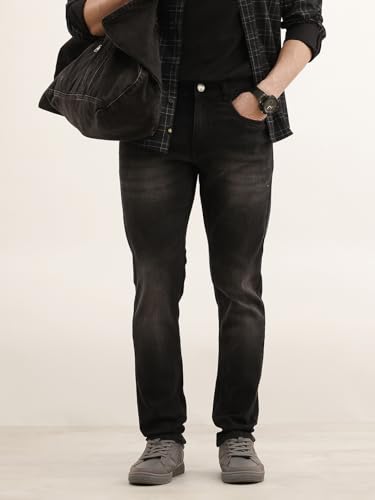 Image of WROGN Men's Cotton Blend Jeans | Solid | Slim Fit