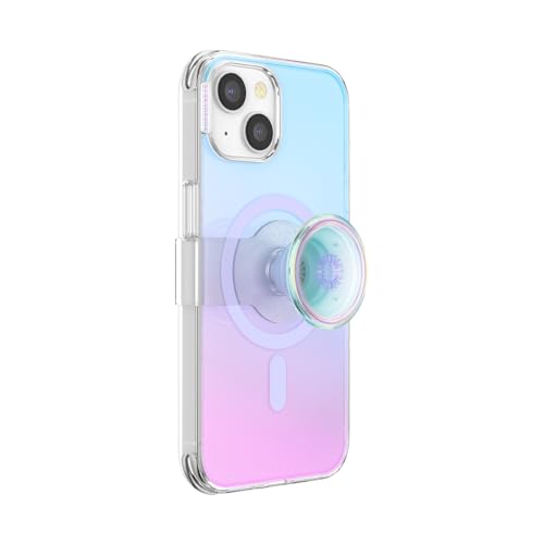 Coque pour iPhone 14 irisé avec poignée coulissante et fixation magnétique