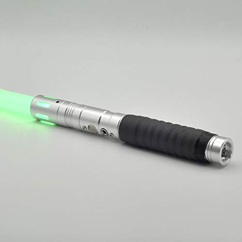 Saber Platinum Lightsaber with Infinite LED Color Options(11), Multiple Sound Fonts, FOC, Wrapping Tape, and Heavy Dueling Support Build (Model X Silver)
