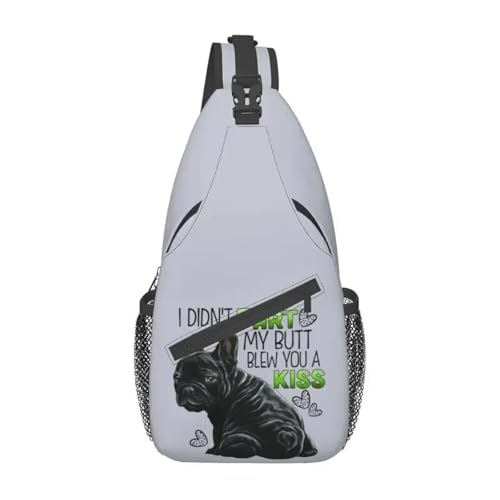 ZGHQHCDRH Mochila de Bandolera Cruzada de Bulldog francés para Hombres Divertida Bolsa de Pecho para Mascotas Frenchie para Acampar y Andar en Bicicleta
