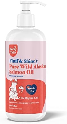 Perkytails Pure Wild Alaskan Salmon Oil for Dogs and Cats - 16oz, Premium Omega 3 Supplement Fish Oil, Dog Vitamins and Supplements for Skin and Coat, Joint Support, Immune Support and Allergy Relief