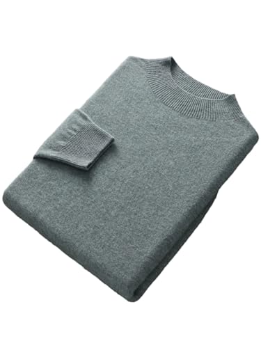 Men's 100 Percent Merino Wool Pullover Mock-Neck Sweater Long-Sleeve Cashmere Knitwear Jumper Tops