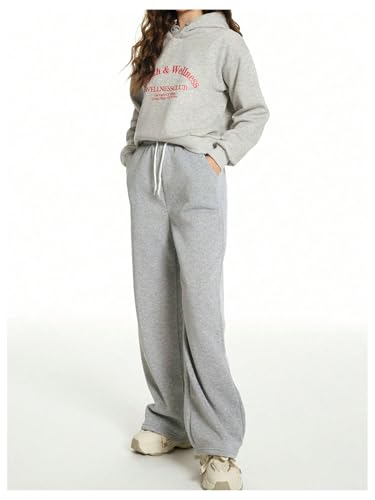 SHENHE Girl's Wide Leg Loose Sweatpants Open Bottom Atheltic Casual Baggy Sweat Pants4