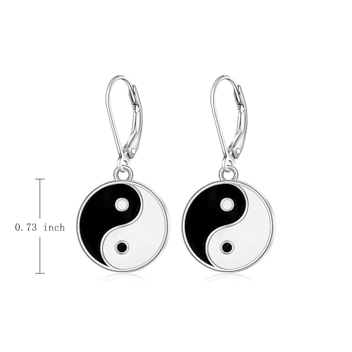 Yin Yang Earrings for Women Sterling Silver Yin Yang Earrings Dangle Jewelry Gifts for Birthday Leverback3