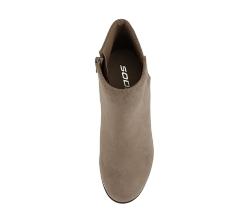 Image of Soda Ability - Mid Ankle Bootie w /Split Shaft and Zipper Stacked Wedge Heel