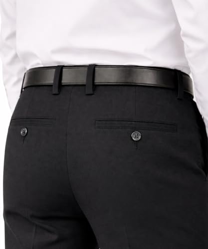 Image of DENRO Men's Slim Fit Cotton Stretch Trousers | Smart Casual & Workwear Pants for Office Use | 98% Cotton 2% Spandex Fabric | Mid-Rise Tailored Fit | Sizes 28-38