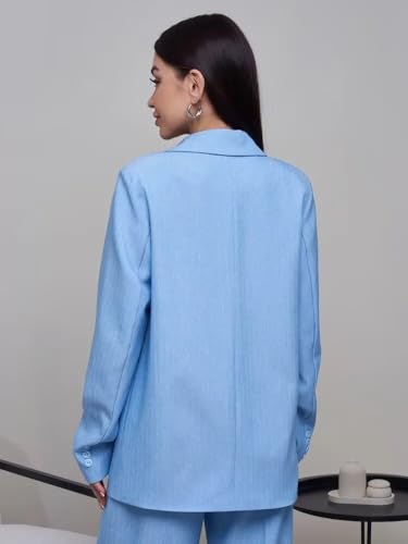 Women's Oversized Suit Casual Daily Two Pieces One Button Jacket Wide Leg Pants for Wedding2