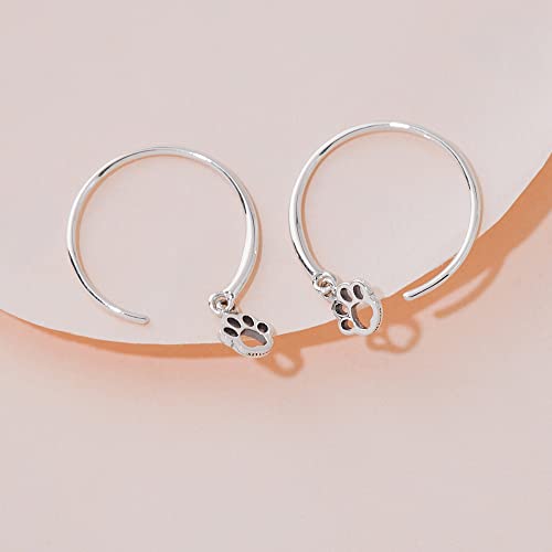 Boma Jewelry Sterling Silver Paw Print Pull Through Hoop Earrings3