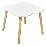 table chaise enfant bois DESIGN FLEUR CHARMANT : Table enfant au plateau en forme de fleur blanche avec pieds en bois massif naturel, idéale pour la chambre d'enfant.