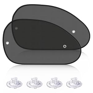 2 Pack Upgrade Car Window Shades for Side Window, Car Window Shade for Child Suction Cup, 25.6″×15″ Universal Mesh Foldable Sunlight Shield Glare and UV Rays Protection for Most Cars Trucks Vans