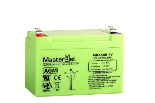 U-Power Batería AGM 4V 3.5Ah – Sellada Recargable Plomo-Ácido VRLA – para Alarmas, SAI/UPS, Seguridad, Juguetes Eléctricos y Más – Terminal Faston F1 (4.8 mm)
