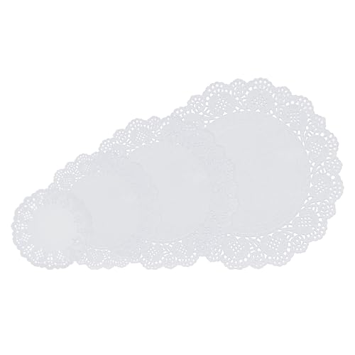 Jagrove Paper Doilies 100PCS 4.5 Inch, 6.5 Inch, 8.5 Inch and 10.5 Inch White Lace Doilies Paper Round Decorative Disposable Paper Placemats Bulk for Party Craft Wedding Birthday Tableware Decorations