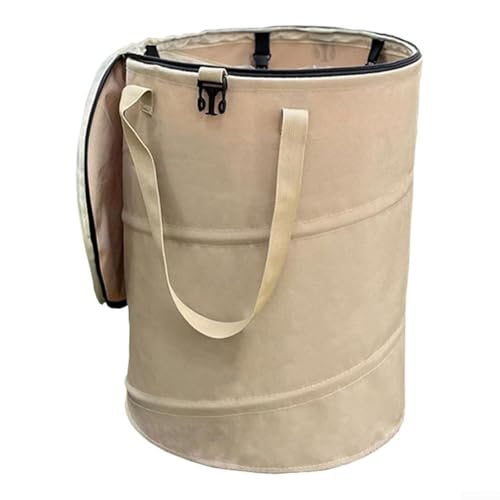 Foldable trash bin portable for outdoor For Camping picnics BBQs constructed with Oxford fabric designed for lasting use and simple cleaning (Beige)