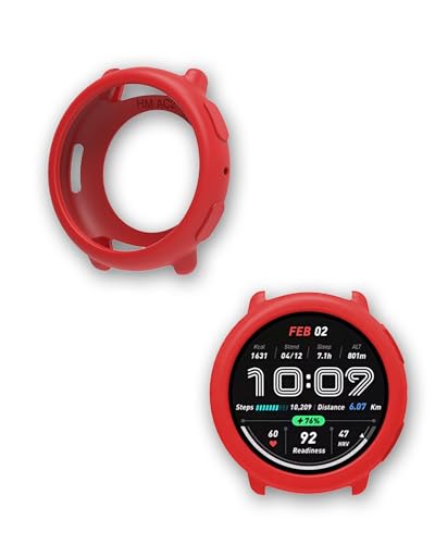 Confezione da 2 custodie compatibili con smartwatch Amazfit Active2 custodia protettiva resistente alle cadute e ai graffi colore silicone rosso