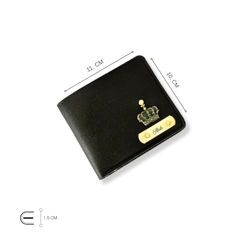 Image of Thebaegift Men's Personalized Wallet I Customized Slim Stylish Leather Purse with Name & Charm I Unique Birthday Anniversary Gift for Men Boy Love Husband Employees Clients (Brown IMP)