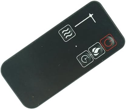 Framan view of the remote control showing power, flame, timer, and heat buttons, along with a flame intensity slider.