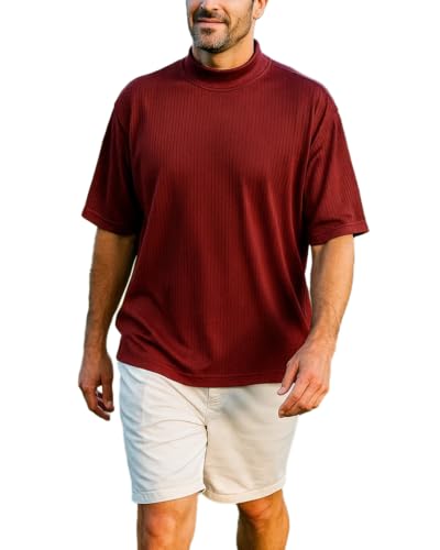 Akwa Men's Mock Turtleneck T-Shirt Lightweight Moisture Wicking