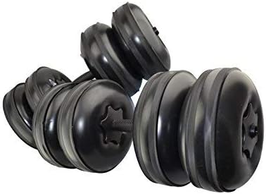 2019 CB Sports Adjustable Water Travel Dumbbells - Heavy Weight Upto 50lb/22kg + Free Extension Pole - Portable Dumbbells - Home Gym Workout Equipment (Set of 2) - Fill with Water - Black