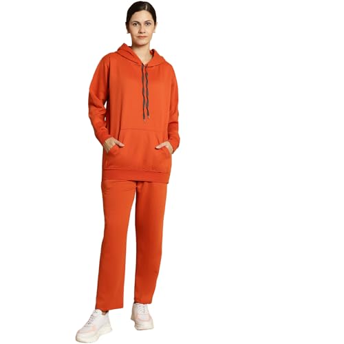 Image of Mack Jonney Solid Hooded Cotton Fleece tracksuit Co-Ord Set for Women-MACK32729